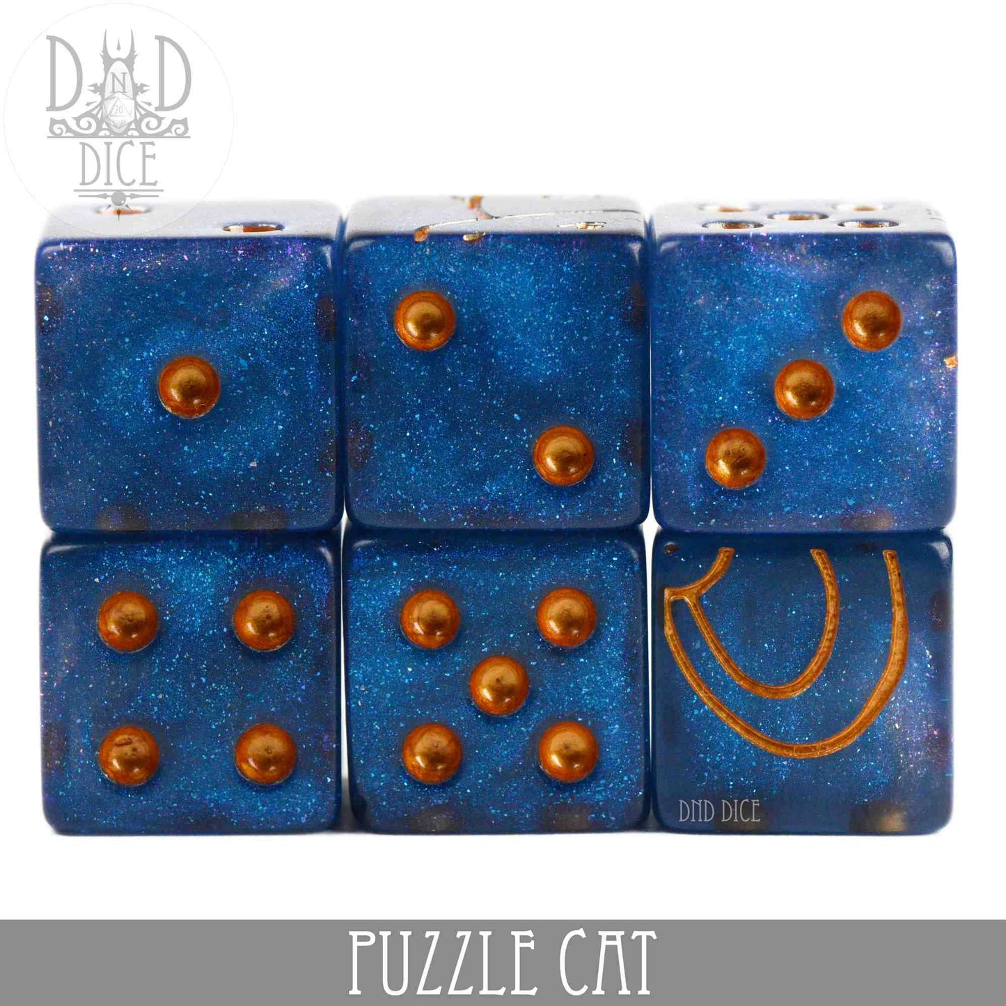 King of Crits Dice Set: Puzzle Cat 6D6