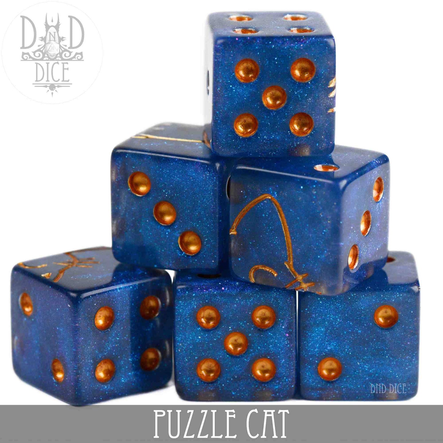 King of Crits Dice Set: Puzzle Cat 6D6
