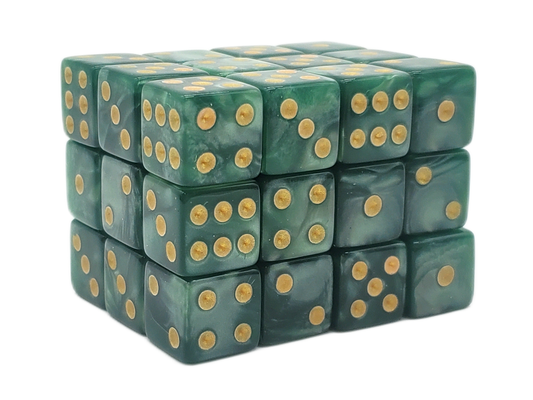 Old School 36ct 12mm D6 Dice Set: Pearl Drop - Green w/ Gold