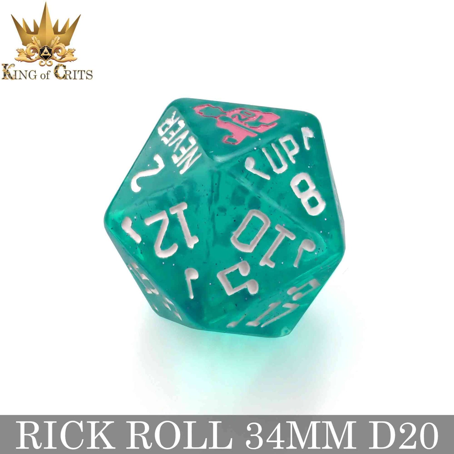 King of Crits Dice: Rick Rolled - 34mm D20