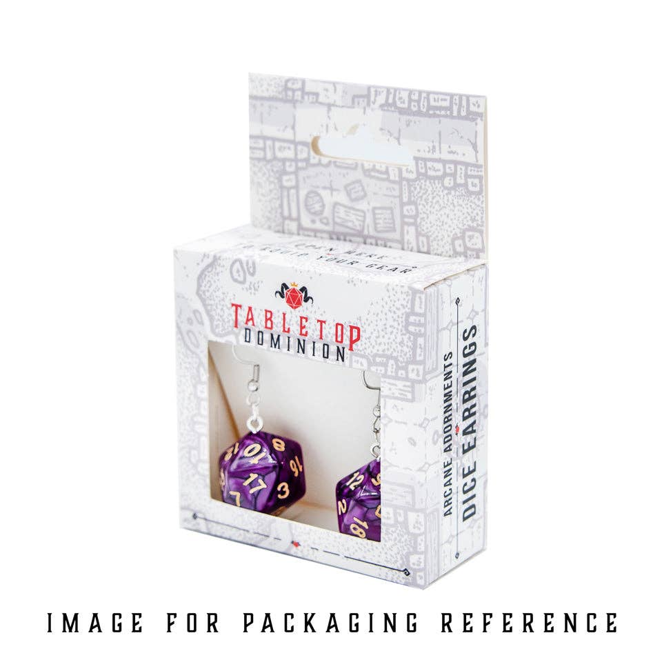 D20 Dice Earrings | Transparent Purple | D&D Jewelry