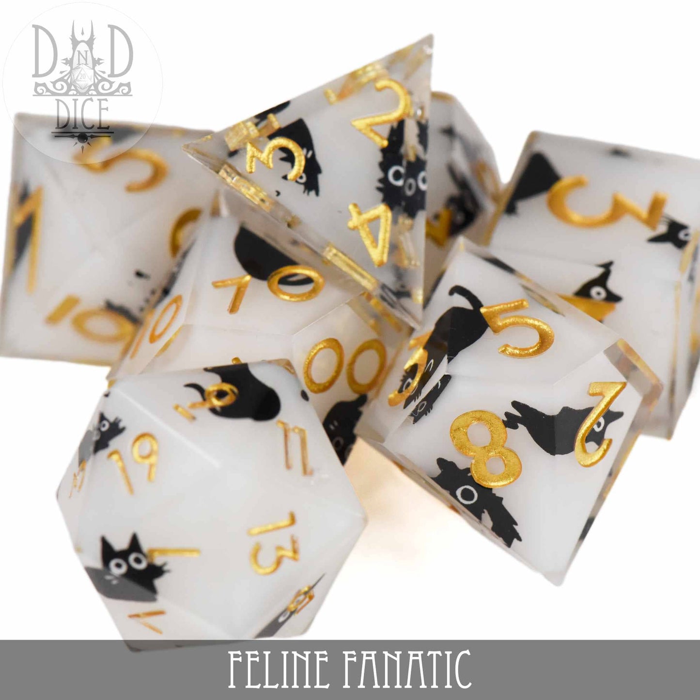 King of Crits Dice Set: Feline Fanatic (Handmade)