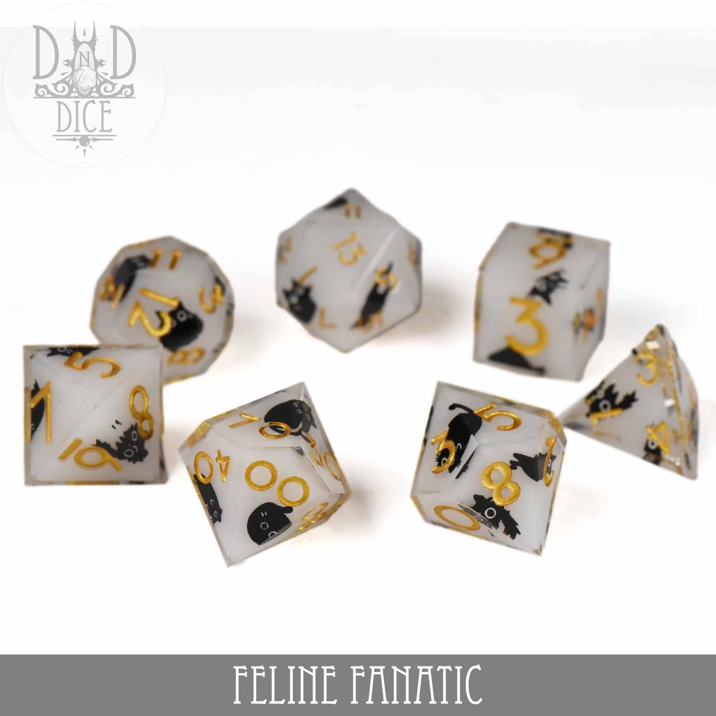 King of Crits Dice Set: Feline Fanatic (Handmade)