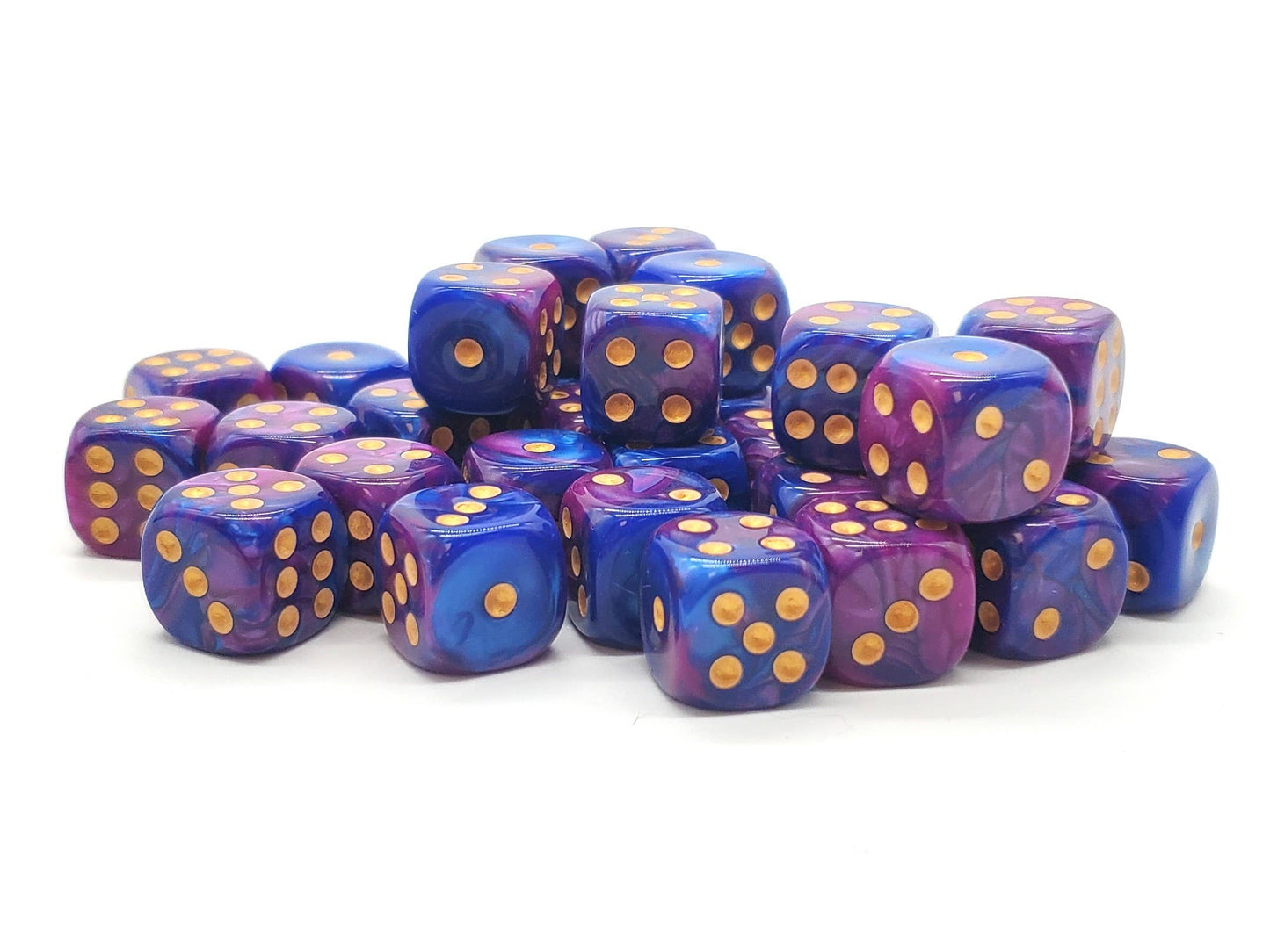 36ct 12mm D6 Dice Set: Vorpal - Lavender & Blue w/ Gold