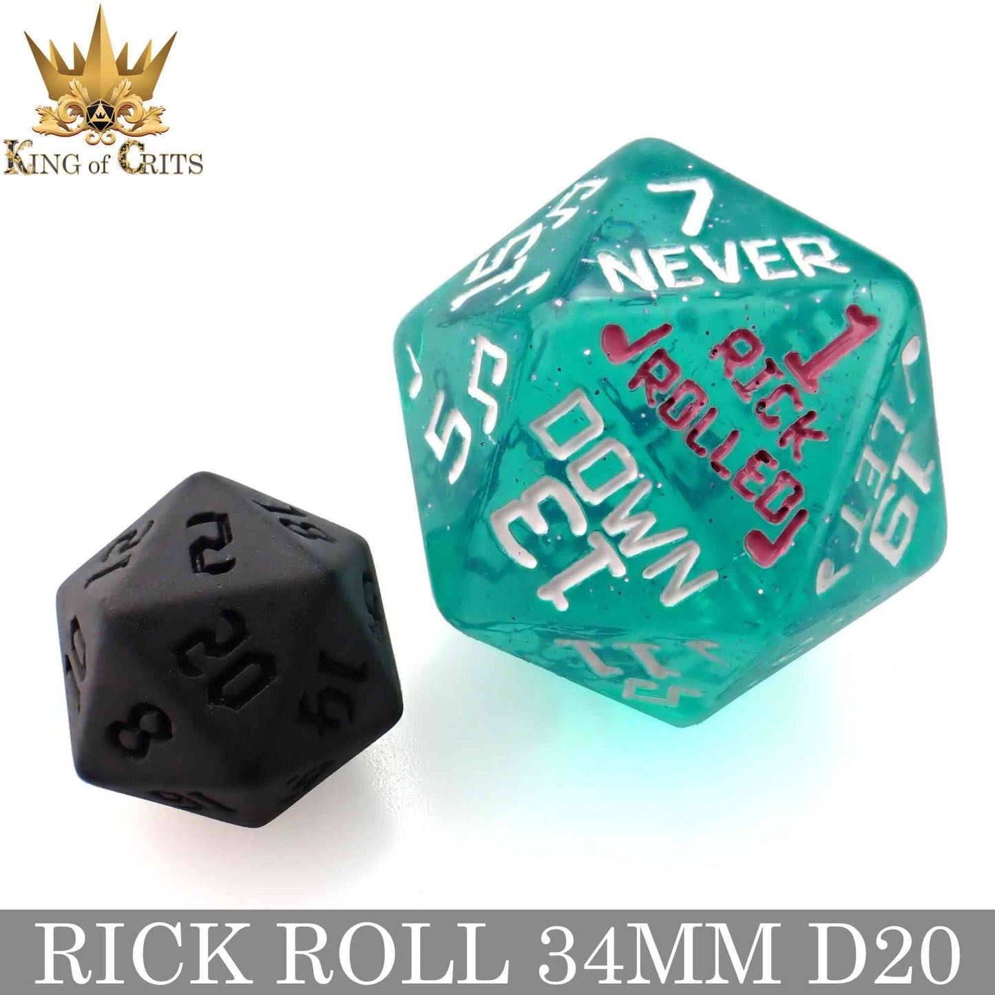 King of Crits Dice: Rick Rolled - 34mm D20