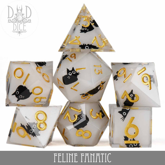 King of Crits Dice Set: Feline Fanatic (Handmade)