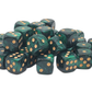 36ct 12mm D6 Dice Set: Vorpal - Green & Black w/ Gold