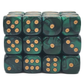 36ct 12mm D6 Dice Set: Vorpal - Green & Black w/ Gold