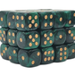 36ct 12mm D6 Dice Set: Vorpal - Green & Black w/ Gold