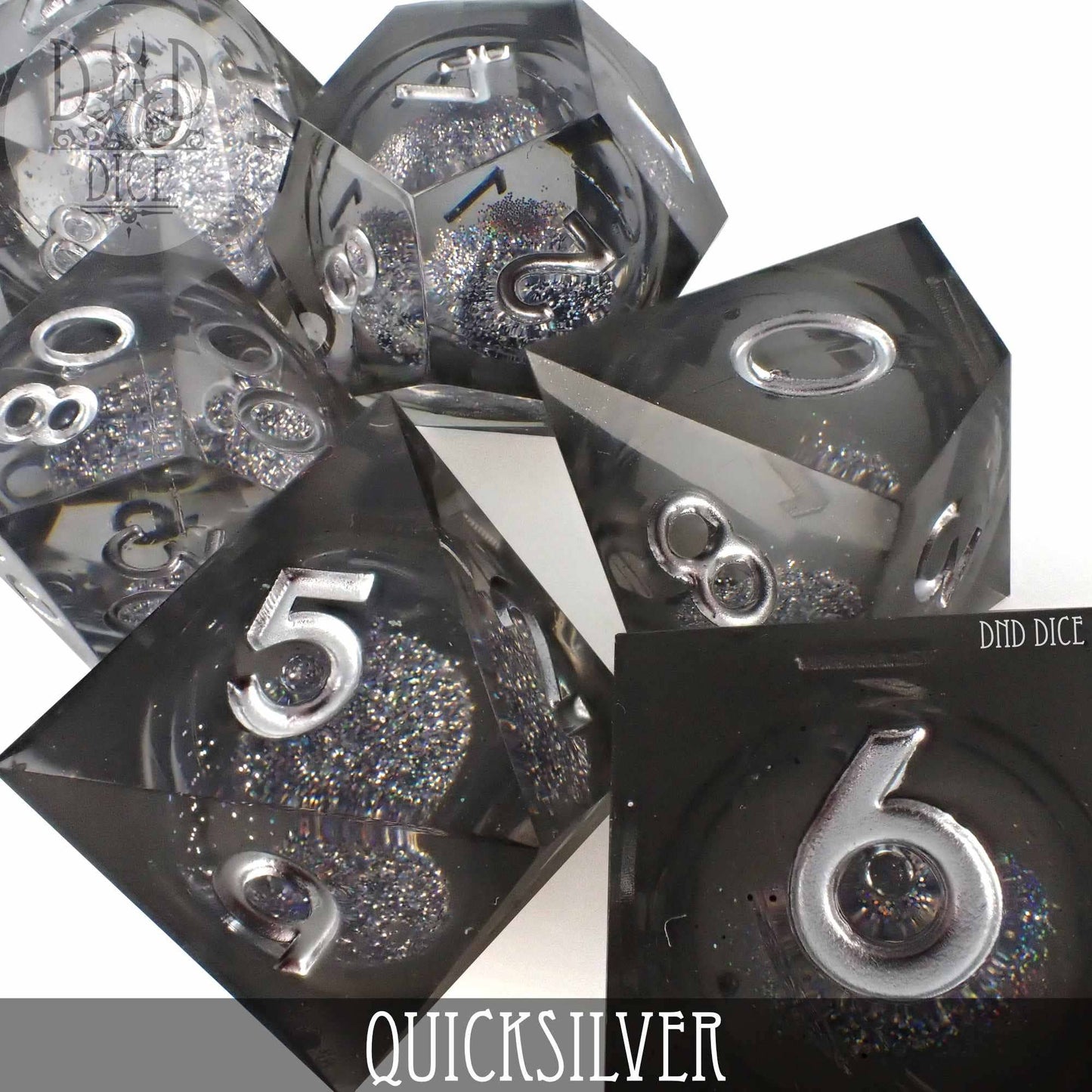 King of Crits Dice Set: Quicksilver - Liquid Core