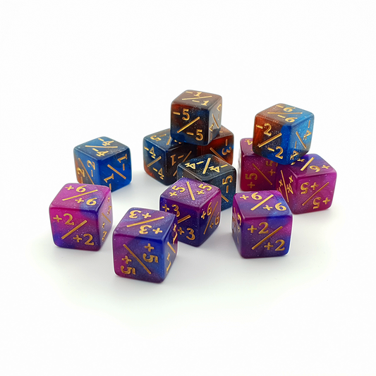 16mm D6 Dice Counters | Red & Purple | 12 Pack