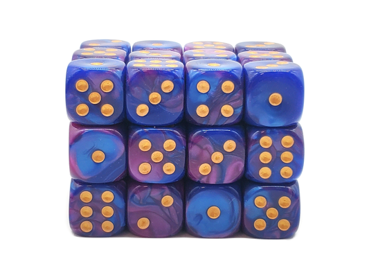 36ct 12mm D6 Dice Set: Vorpal - Lavender & Blue w/ Gold