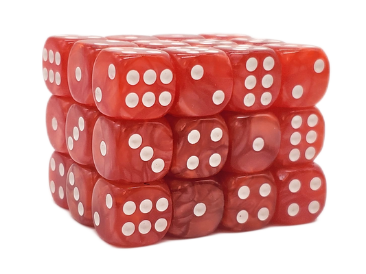 Old School 36ct 12mm D6 Dice Set: Pearl Drop - Red w/ White